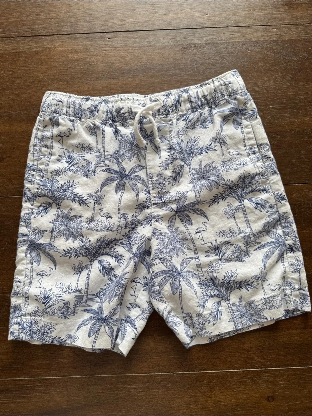 Size 7 Janie and Jack tropical set Linen-Cotton Cabana Shirt and shorts